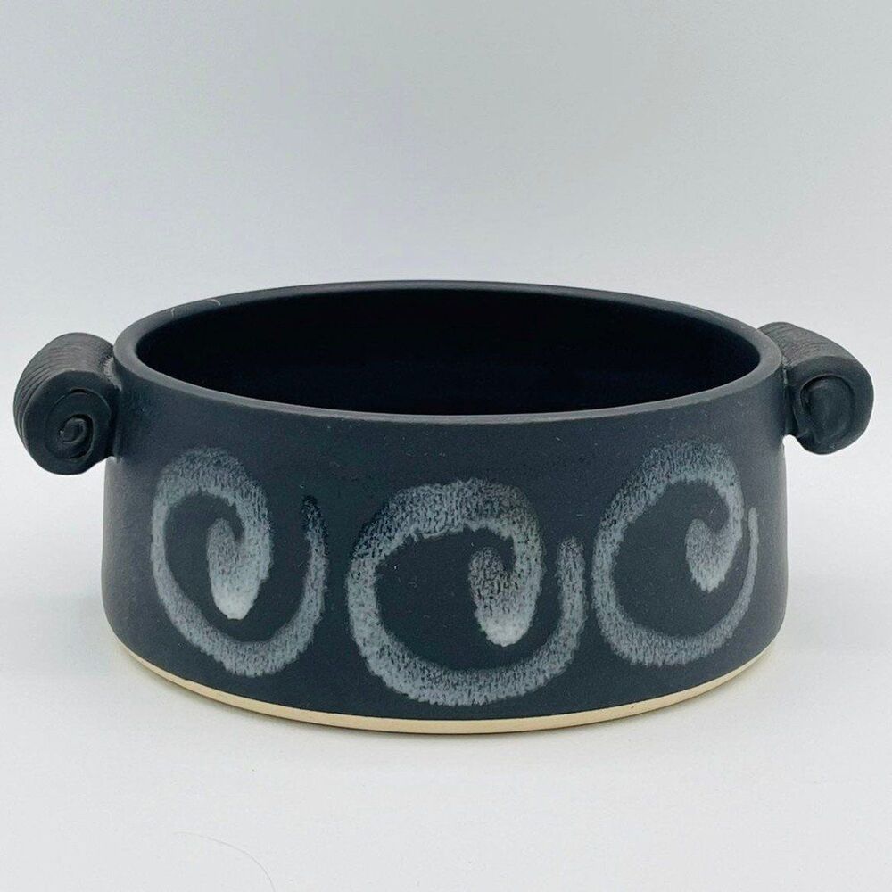 Black and white glazed swirls handmade baker by Jan's Pottery reuben dip recipe